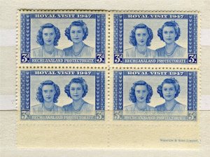 BECHUANALAND; 1947 early GVI Royal Visit issue MINT MHN Inscription BLOCK