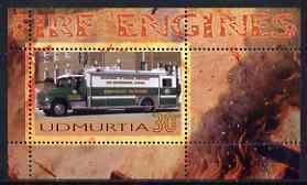 Udmurtia Republic 2006 Fire Engines perf m/sheet #2 unmou...