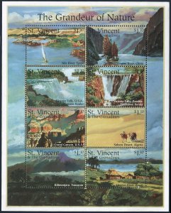 St Vincent 2229 sheet,MNH.Michel 3353-3360 klb. Natural Wonders-World 1995.