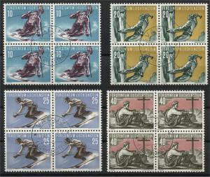 LIECHTENSTEIN, SPORTS (II) 1955 VFU BLo4  SET, FD CANCEL