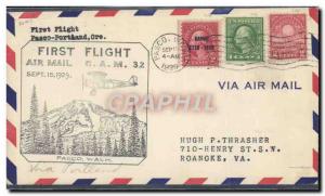 Lettre the United States 1st Flight Pasco Wash to Roanoke Go