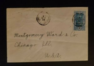 1929 French Middle Congo Equatorial Africa Overprint to Chicago Illinois Cover