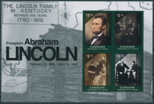 Canouan Stamps 2010 MNH Abraham Lincoln 16th US Presidents People 4v M/S II