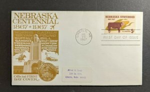 1967 Nebraska Centennial FDC Cover Lincoln NB