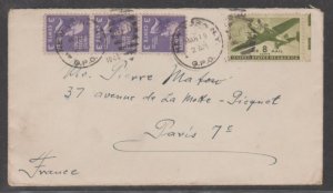 U.S. Scott #807/C26 Cover - New York to Paris, France - Mar 19 Airmail