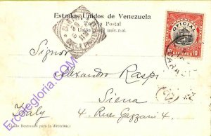 ad6385 - VENEZUELA - Postal History -  OFFICIAL stamp on POSTCARD to ITALY 1906