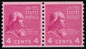 US #843 James Madison Coil Pair; MNH (16.50)