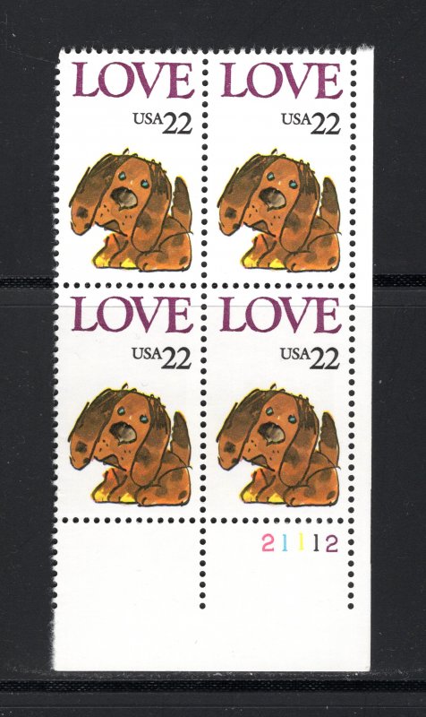 US #2202,  Plate # Block, VF, MNH, Love Issue, CV $2.50 ...... 6785900