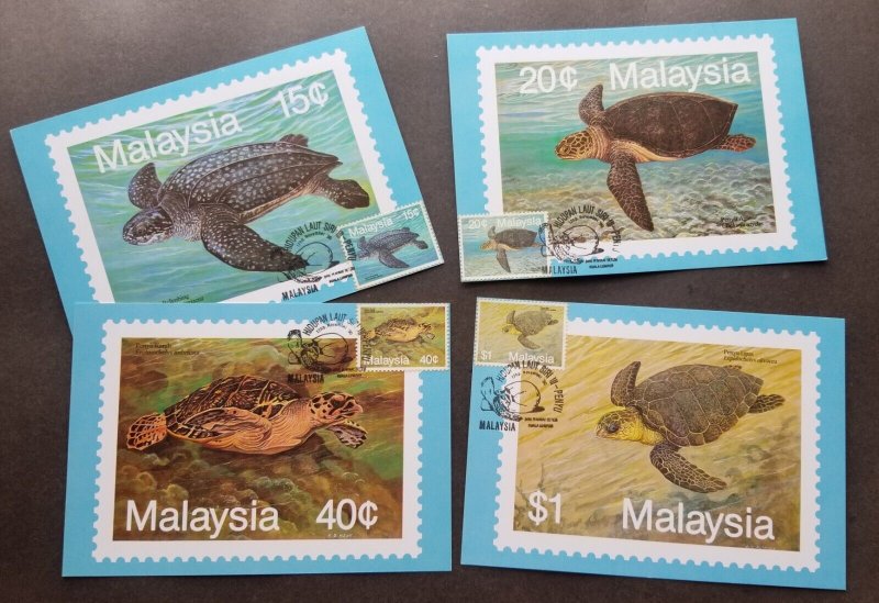 *FREE SHIP Malaysia Turtles 1990 Ocean Marine Life Underwater (maxicard) *c scan