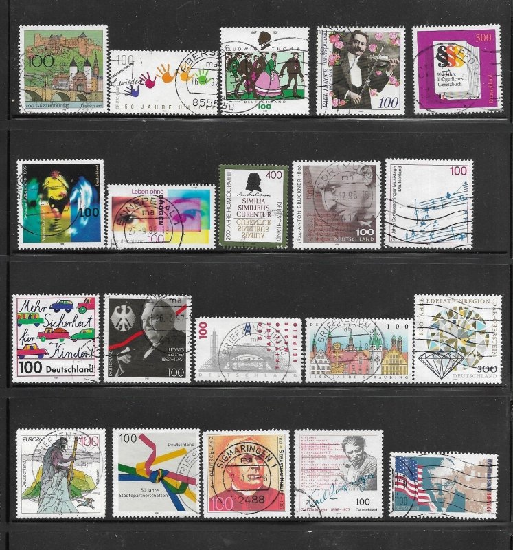 Germany Commemoratives & Definitives Only from 1993-1997 Used C.V. $107.80