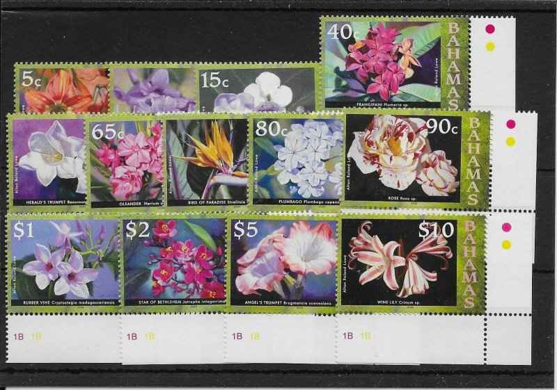 BAHAMAS SG1494/505 2008-9 FLOWERS DEFINITIVE SET MNH