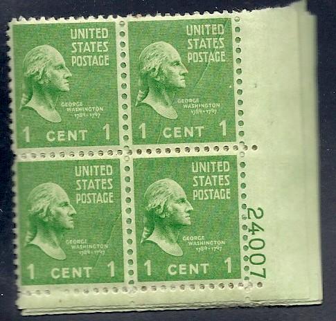 US #804 Presidential Series 1c PB of 4 (MNH) CV $1.10