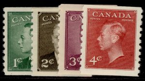 CANADA GVI SG419-422a, 1949-52 coils stamps set, NH MINT. Cat £28. PART SET