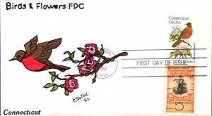 #1959 Connecticut Birds - Flowers Combo Slyter FDC