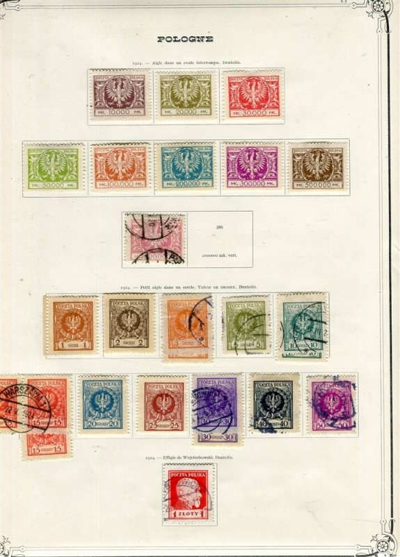 POLAND; 1924-25 early Pictorial issues used Lot of Sets/values on Page