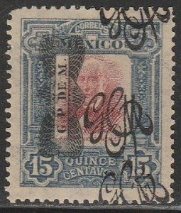 MEXICO 546b, 15¢ Corbata & DOUBLE Carranza Rev overprints UNUSED, H OG.  VF.