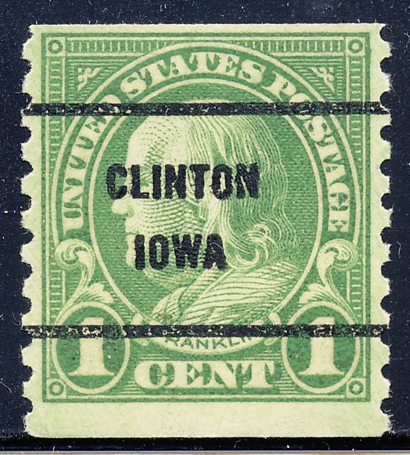 Clinton IA, 597-61 Bureau Precancel, 1¢ coil Franklin