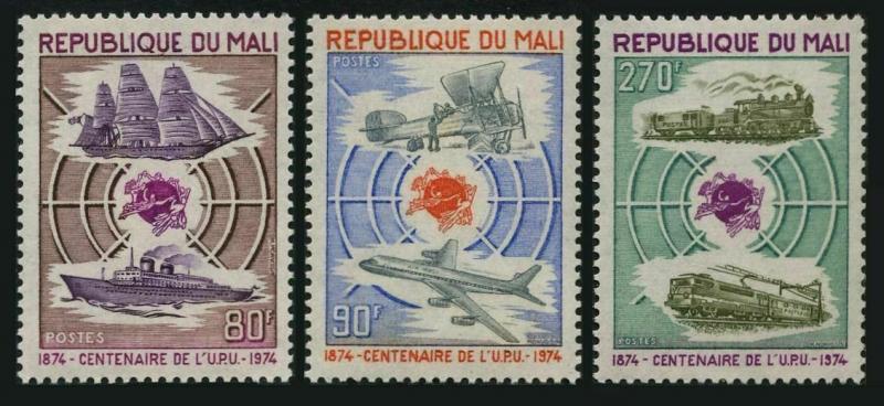 Mali 216-218,229-230,MNH.Michel 437/462. UPU-100,1974.UPU Day:Ship,Plane,Trains.