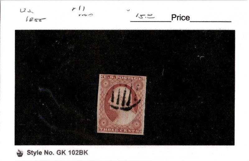 United States Postage Stamp, #11 Used, 1855 Washington (AD)