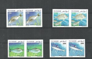 2012- Tunisia – Fishes of  Tunisia- Imperforated paire /Complete set 
