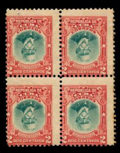 MOMEN: US POSSESSIONS STAMPS #240a BLOCK INVERTED CENTER 2cCUBA MINT OG NH/H