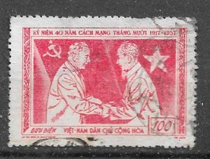 NORTH VIETNAM STAMPS 1957, RUSSIAN REVOLUTION 40 ANNIV., Sc.#61, USED