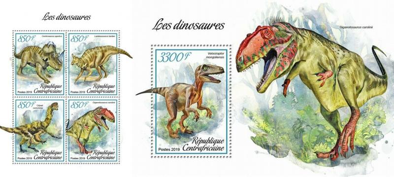 Z08 CA190110ab CENTRAL AFRICA 2019 Dinosaurs Dinosaurier MNH ** Postfrisch Set