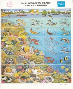 Palau 1986 MNH Sc 103 Sheetlet of 40 14c World of Sea and Reef