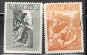 Vatican set of 2 stamps MNH Air Mail  Angels