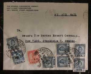 1948 Bagdad Iraq General Commercial Agency Airmail Cover To Stockholm Sweden