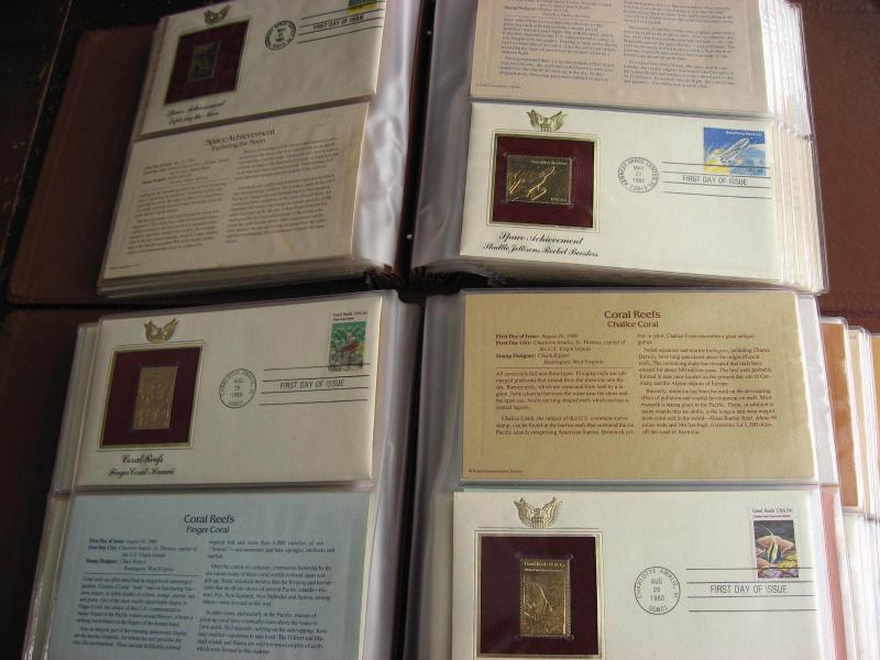 USA PCS 52 different FDC with gold replica stamps 1980-83 era in 2 binders