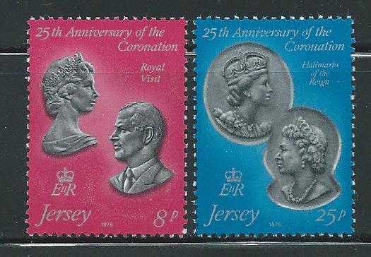 Jersey 195-6 1978 25th Coronation set MNH