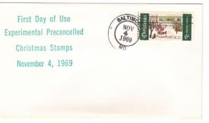 US 1384a (Unlisted) 6c Christmas pre-cxl on FDC RS Cachet Unadd ECV $500.00