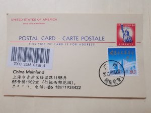 US  4C RED LIBERTY POSTCARD WITH CHINA 80C  POSTAGE INLAND MAIL