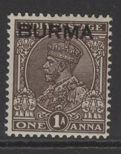 BURMA SG4 1937 1a CHOCOLATE MTD MINT