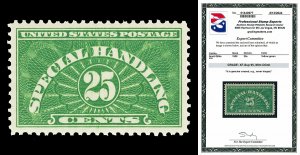 Scott QE4a 1928 25c Special Handling Mint Graded XF-Sup 95 NH with PSE CERT