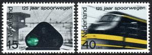 Netherlands 425-426, MNH. Netherlands Railroads, 125th anniv. 1964