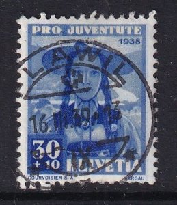 Switzerland  #B94  used 1938  pro juventute 30c girl of Aargau