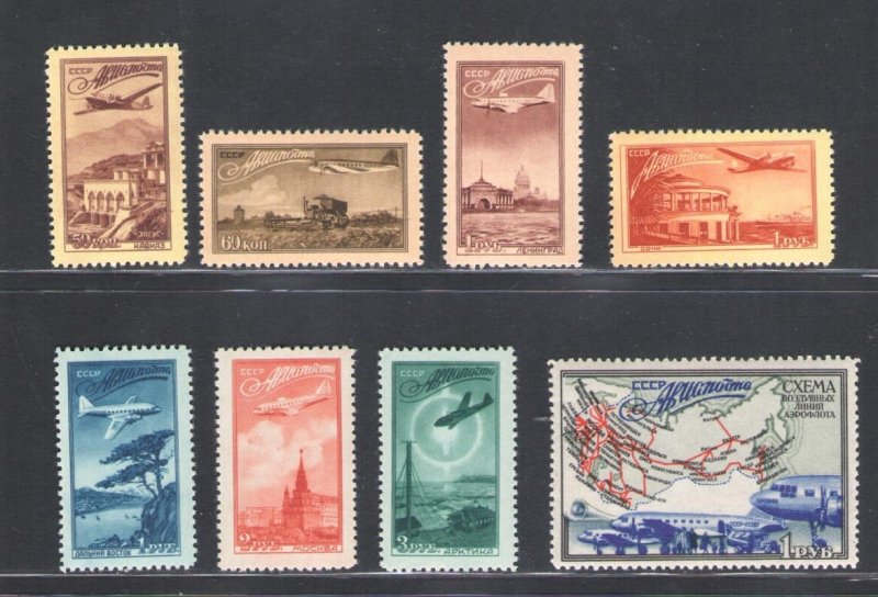 1949 RUSSIA, Airplanes in Flight No. A90/A97, MNH**