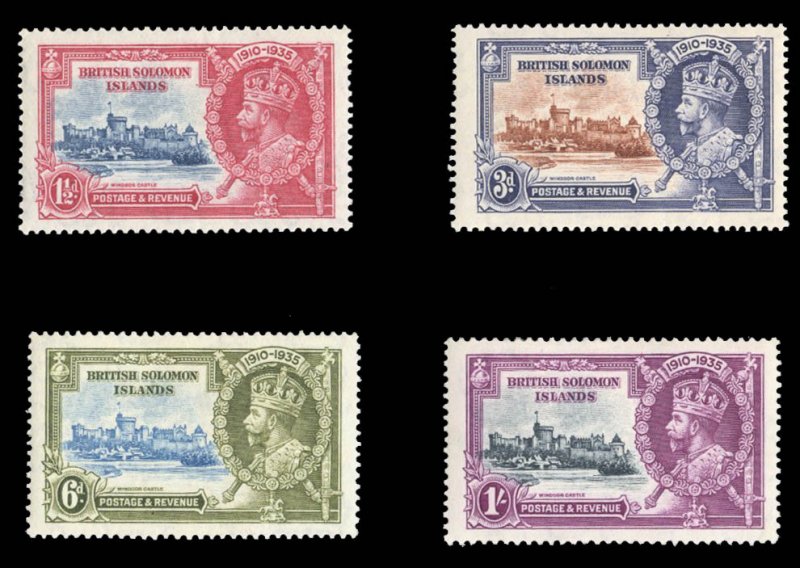 Solomon Islands #63-66 Cat$29, 1935 Silver Jubilee, complete set, lightly hinged