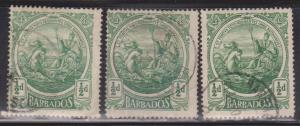 BARBADOS Scott # 128 Used x 3 - Seal Of The Colony