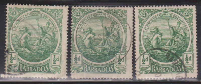 BARBADOS Scott # 128 Used x 3 - Seal Of The Colony