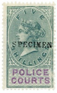 (I.B) QV Revenue : Police Courts 5/- (1876) specimen