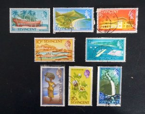 ST VINCENT  Sc#225,227-229.233-235,238 TOURISM 8 stamps from set 1965 MH & used