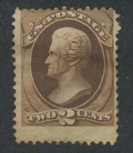 1873 US Stamp #157 2c Average Mint No Gum Hinged Catalogue Value $125