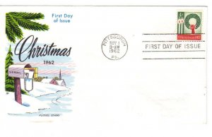 US 1205 (Me-24) 4c Christmas Issue on FDC Fluegel Multi-Color Cachet ECV $30.00