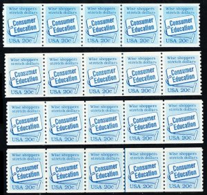 2005, MNH 20¢ PL# 1-4 In Strips of Five CV $160.00 * Stuart Katz