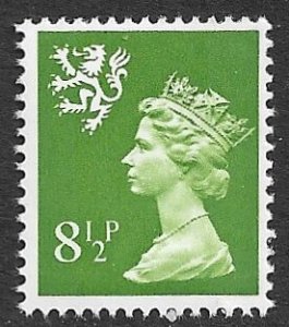 GREAT BRITAIN / SCOTLAND 1971-93 8 1/2p Yellow Green QE2 Machin Sc SMH11 MNH