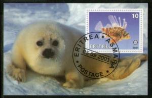 Eritrea 2001 Seal Fish Marine Life & Mammals Animals M/s Cancelled # 54