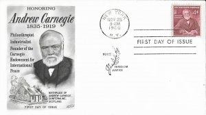 1960 FDC, #1171, 4c Andrew Carnegie, Fleetwood